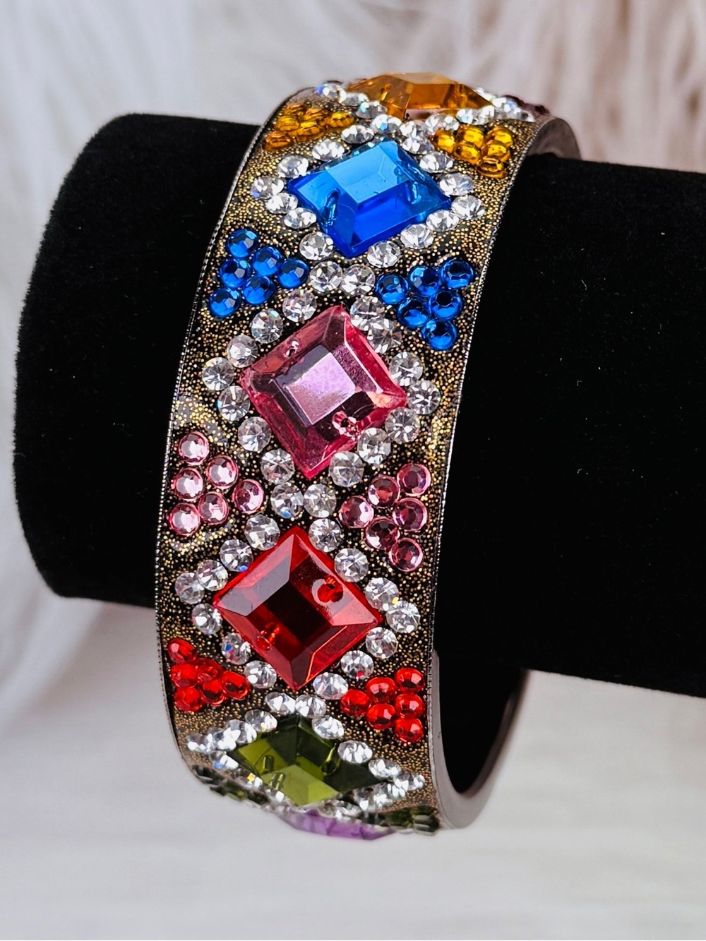 Colorful multicolor, glam, runway chunky bangle bracelet
